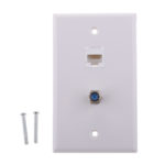 Coaxial F Connector Ethernet Network RJ45 Jack Wall Plate