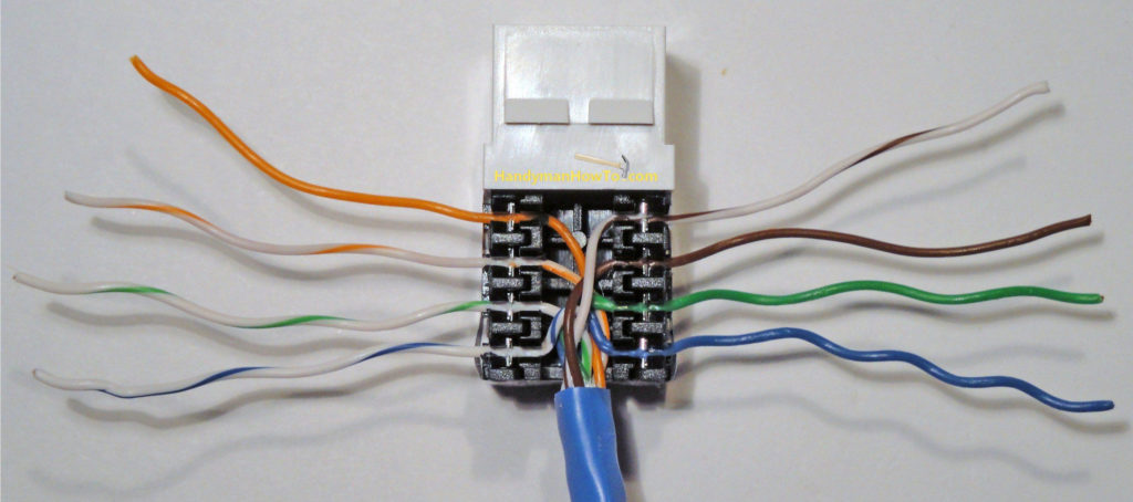 Completed Cat5e Ethernet Jack Wire Punchdown Phone Jack