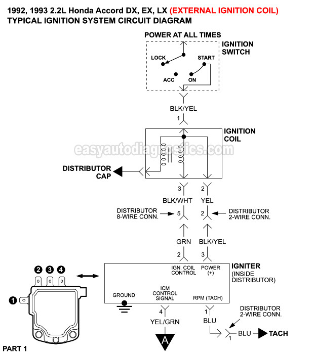 Part 1 1992 1993 2 2L Honda Accord Ignition System Wiring Diagram