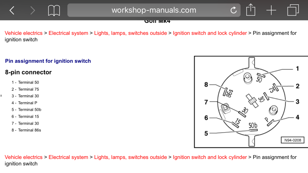 Vw Golf Mk1 Ignition Switch Wiring Diagram