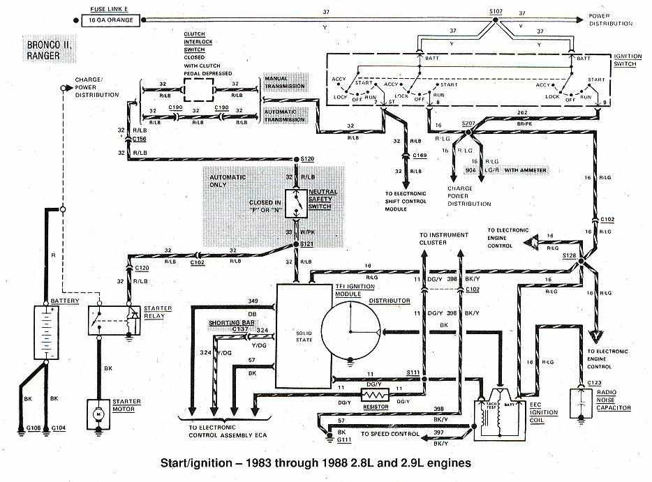 Ford Bronco II And Ranger 1983 1988 Start Ignition Wiring Diagram All