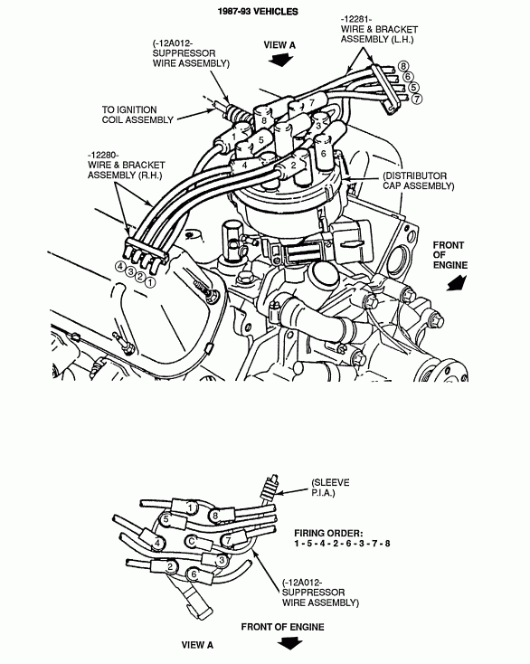 NEED A IGNITION WIRE DIAGRAM FOR 1993 FORD 150 XLT 5 0 ENG