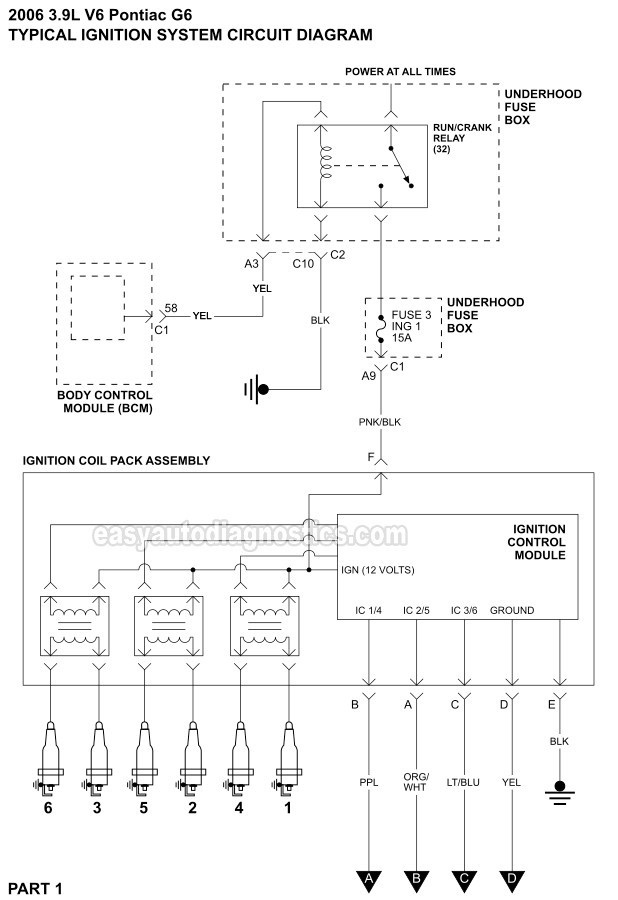 Part 1 Ignition System Circuit Wiring Diagram 2006 2009 3 9L Pontiac G6