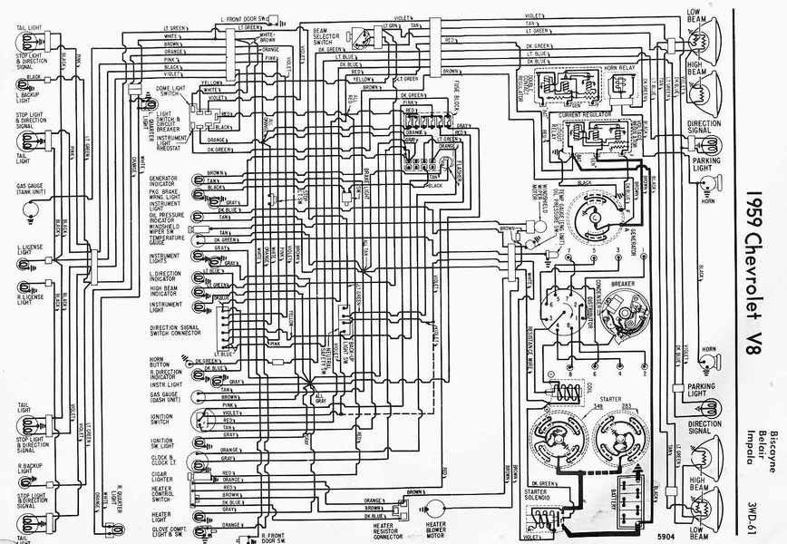 1959 Chevrolet V8 Impala Electrical Wiring Diagram All About Wiring
